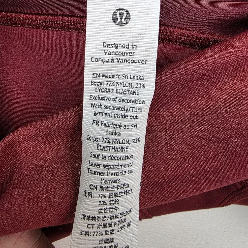 Lululemon Wunder Train Womens 2 Burgundy High Rise Leggings‎ Everlux Yoga Pants
